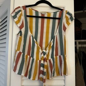 American Eagle Outfitters Multicolor Striped Short Sleeve Top